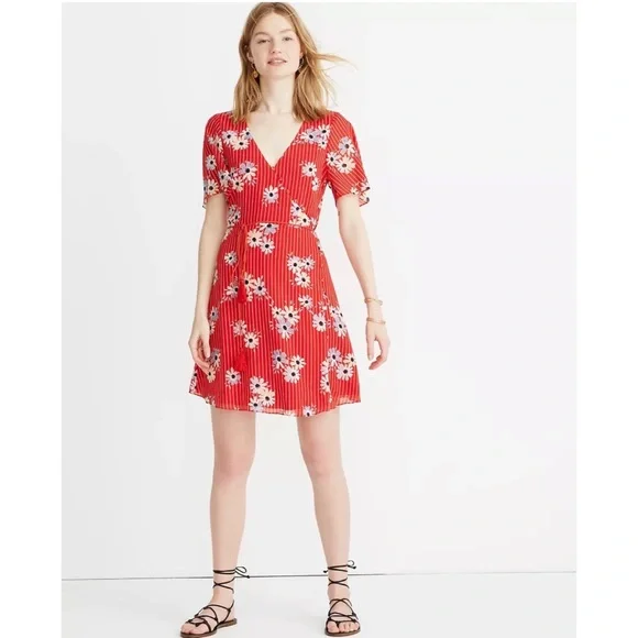 madewell red floral dress Madewell Red Floral Dress size 00